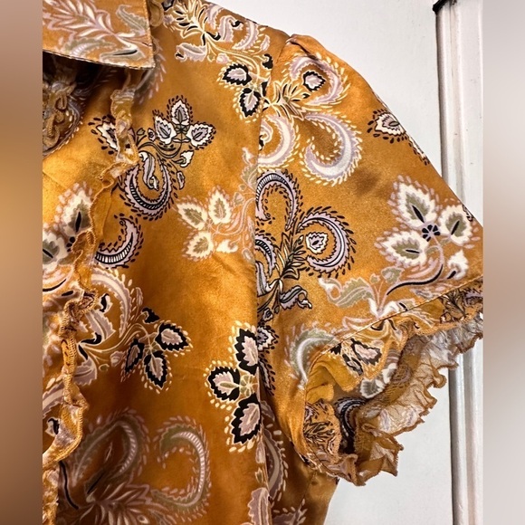 Dorothée Bis Women’s Paisley Print Ruffle Blouse Size L - Picture 7 of 12